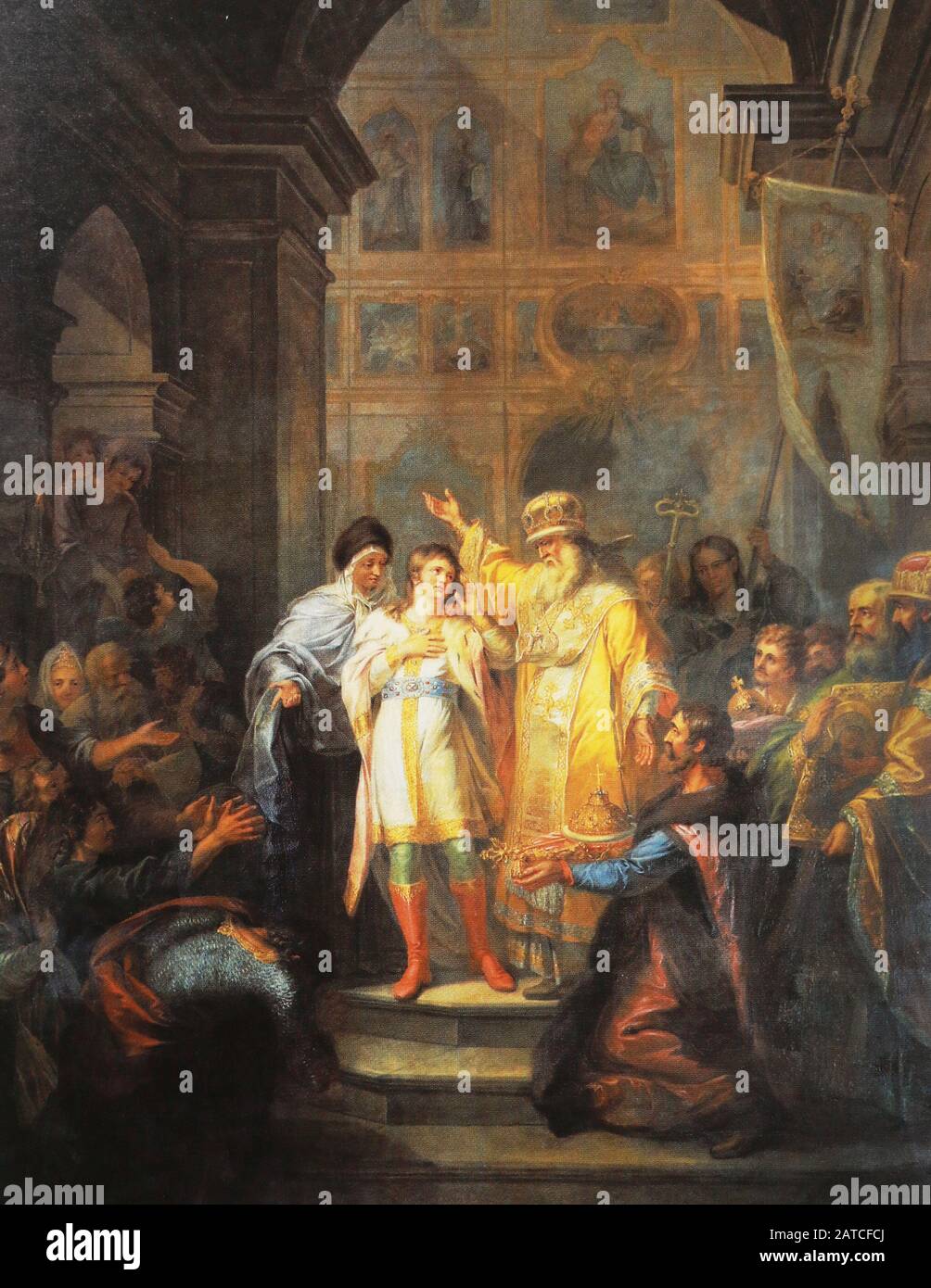 The calling of Mikhail Fedorovich Romanov to reign. March 14, 1613. Painting by G. Ugryumov, 19th century. Stock Photo