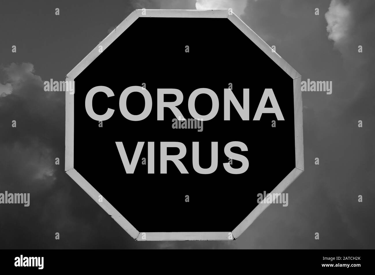 Wuhan Corona Virus on black sign, virus protection concept, sign symbol background, vector illustration Stock Photo