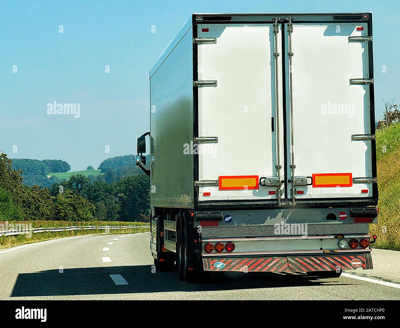 Truck on road of Switzerland Stock Photo - Alamy