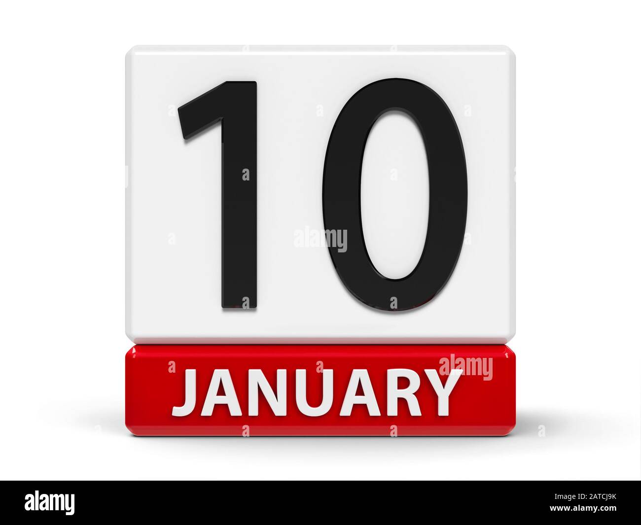 Red and white calendar icon from cubes - The Tenth of January - on a ...