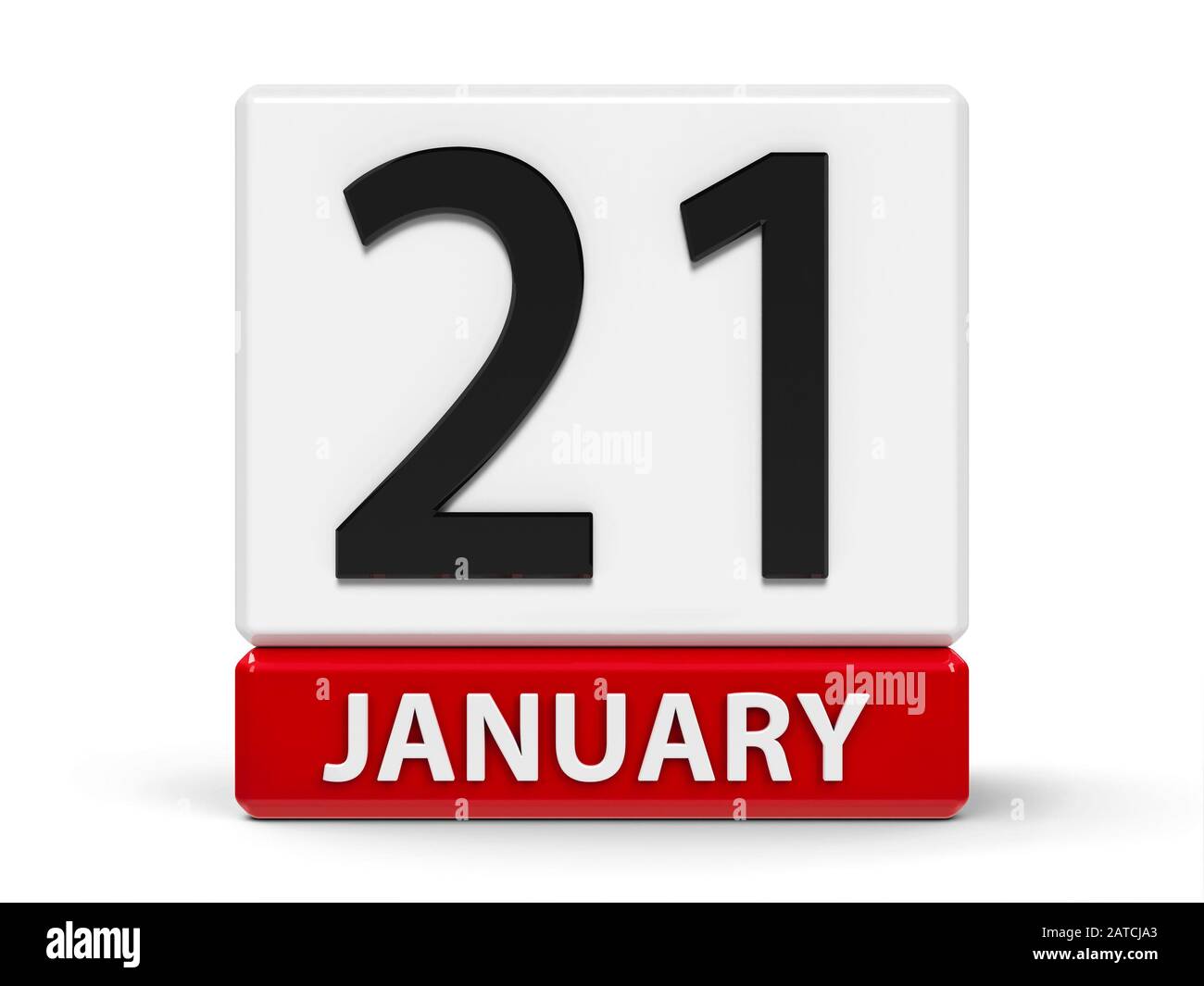 Red and white calendar icon from cubes - The Twenty First of January ...