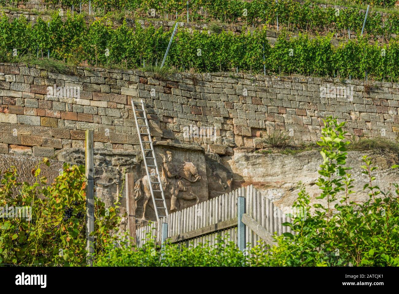 sculptures in the vineyard at Naumburg / Saale, Saxony-Anhalt, Germany Stock Photo