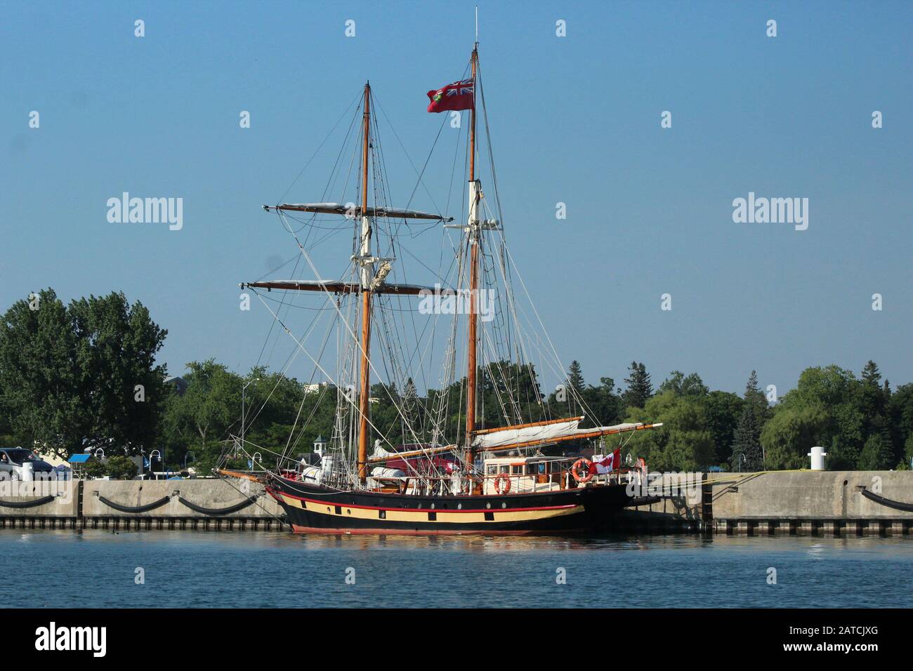 Tall Ship Tied Up At Dock Stock Photo Alamy