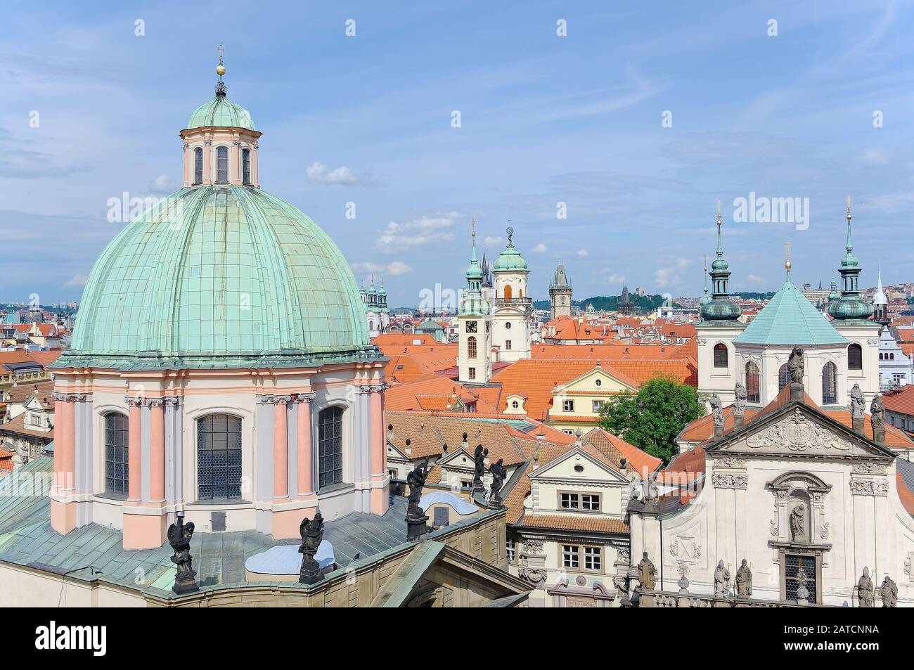 Historic Domes at Old Town quarter of Prague,capital of the Czech Republic. It is located between Wenceslas Square & Charles Bridge Stock Photo