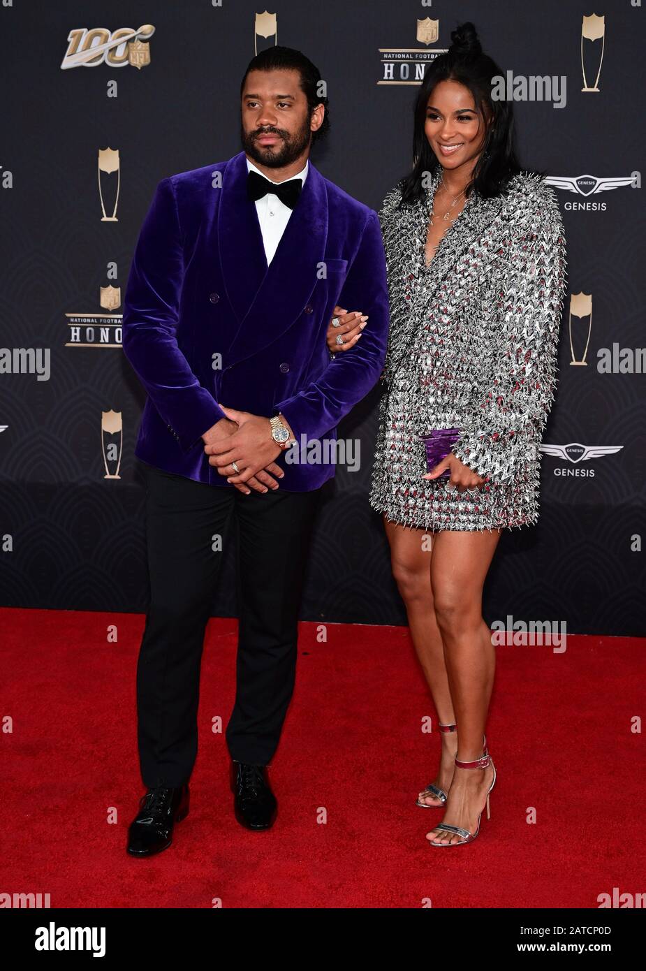 Miami, USA. 01st Feb, 2020. Russell Wilson and Ciara arrive on the red  carpet at the Adrienne Arsht Center for the NFL Honors during Super Bowl  LIV week in Miami on Saturday