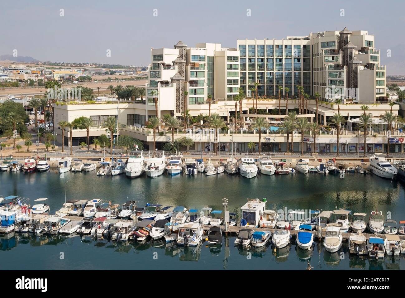 Eilat marina and U Magic Palace Hotel on the Gulf of Aqaba in southern Israel Stock Photo