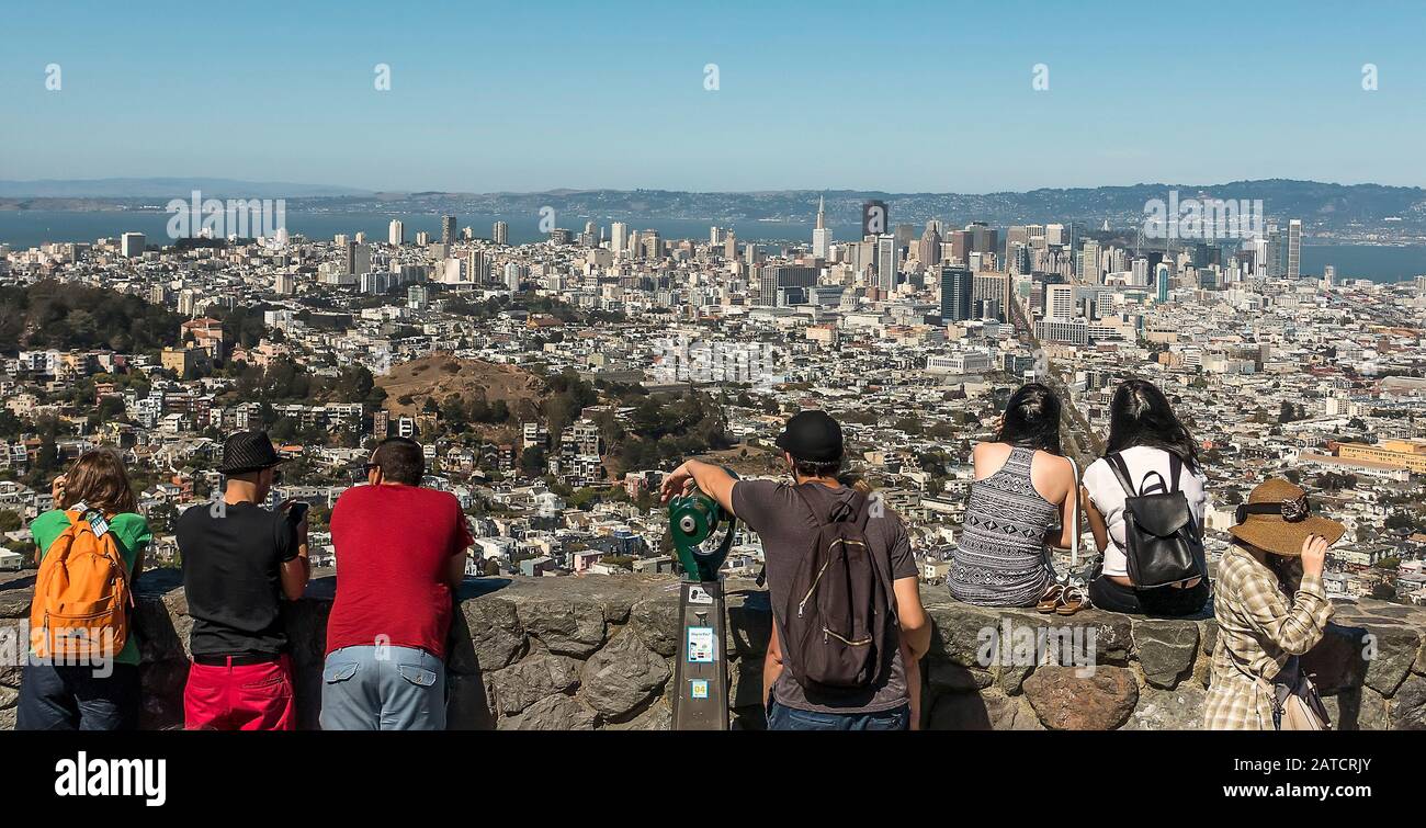 San Francisco skyline viewed from Pacific Heights Stock Photo