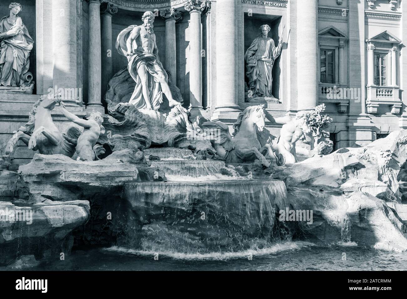Historic Trevi Fountain - the largest Baroque fountain in Rome, Italy Stock Photo