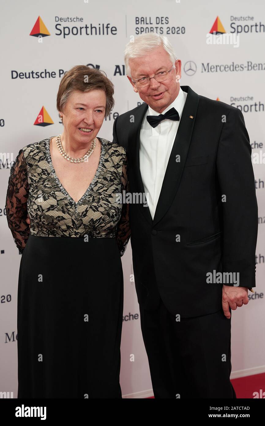 Wiesbaden, Germany. 01st Feb, 2020. The former Hessian Prime Minister Roland  Koch is standing on the red carpet with his wife Anke at the 50th Ball des  Sports. The Ball des Sports
