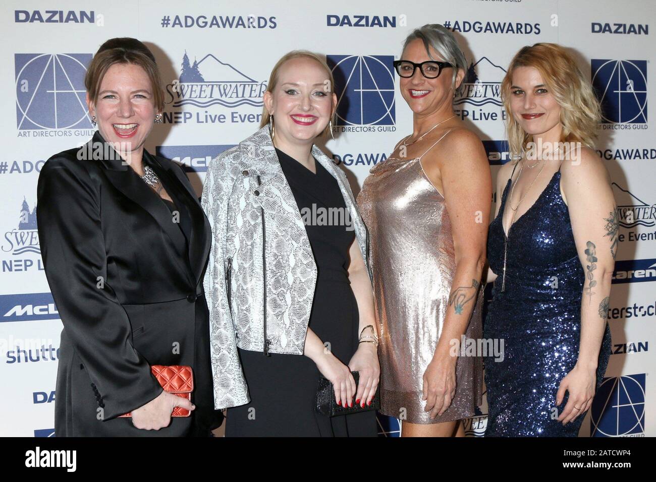 Los Angeles, CO, USA. 1st Feb, 2020. Laura Ballinger-Garner, Ann Baxton, Molly Watson, Nora DeMuro at arrivals for 24th Annual Art Directors Guild (ADG) Excellence In Production Design Awards, InterContinental Los Angeles Downtown, Los Angeles, CO February 1, 2020. Credit: Priscilla Grant/Everett Collection/Alamy Live News Stock Photo