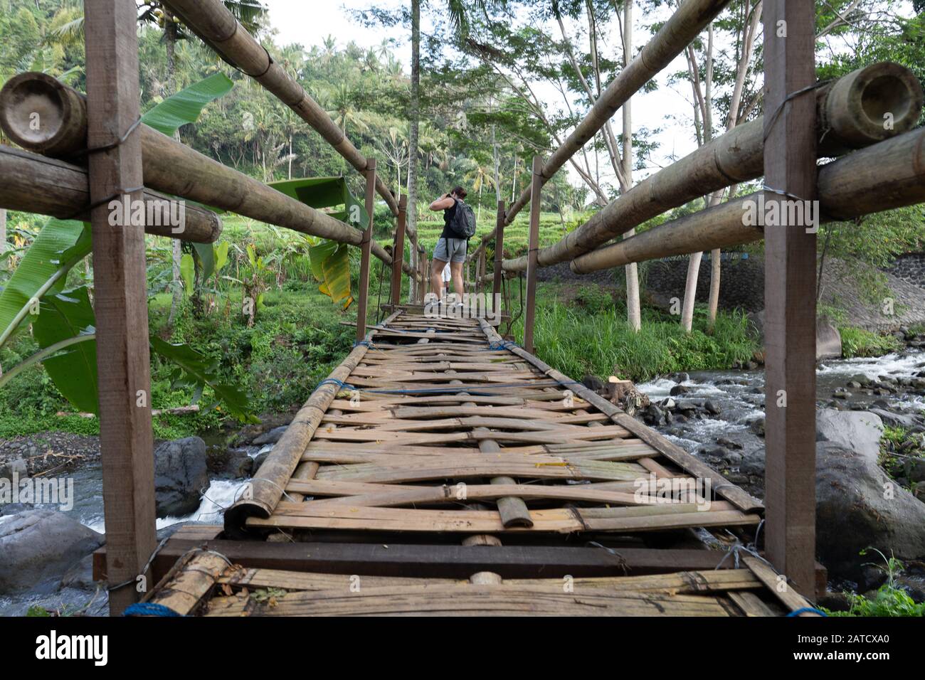 Beautiful shot of a log bridge Stock Photo - Alamy