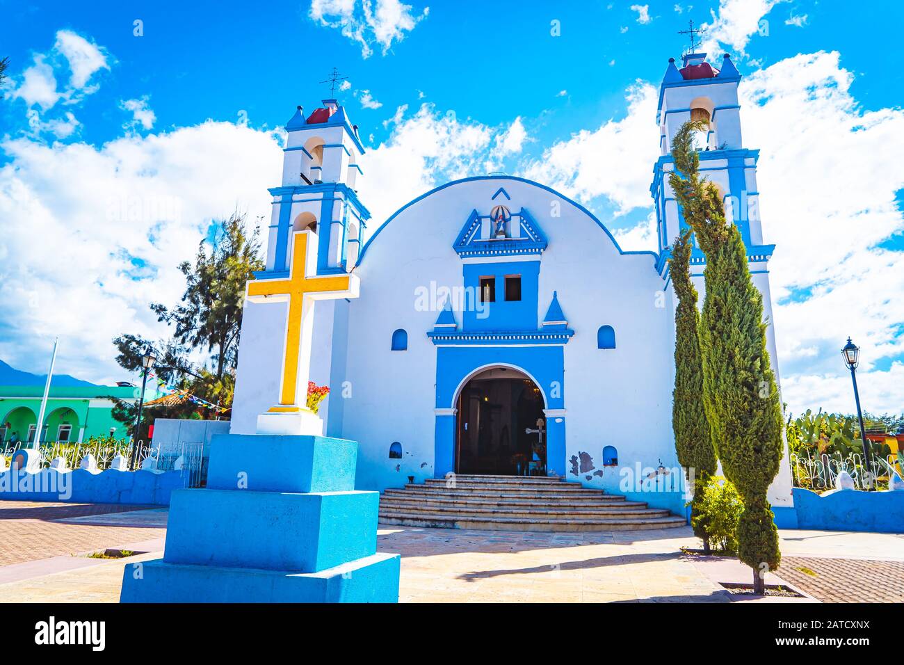 Green Pottery Traditional Village Atzompa, Oaxaca, Mexico Stock Photo