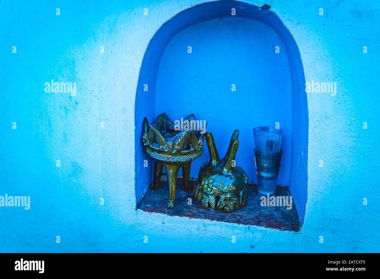 Green Pottery Traditional Village Atzompa, Oaxaca, Mexico Stock Photo