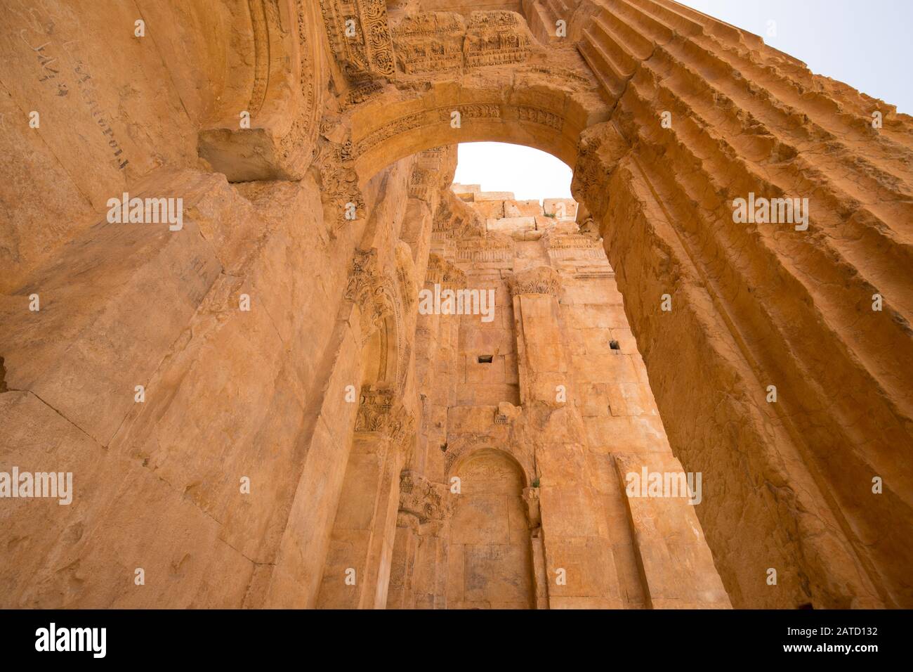 The Temple of Bacchus. The ruins of the Roman city of Heliopolis or Baalbek in the Beqaa Valley. Baalbek, Lebanon - June, 2019 Stock Photo