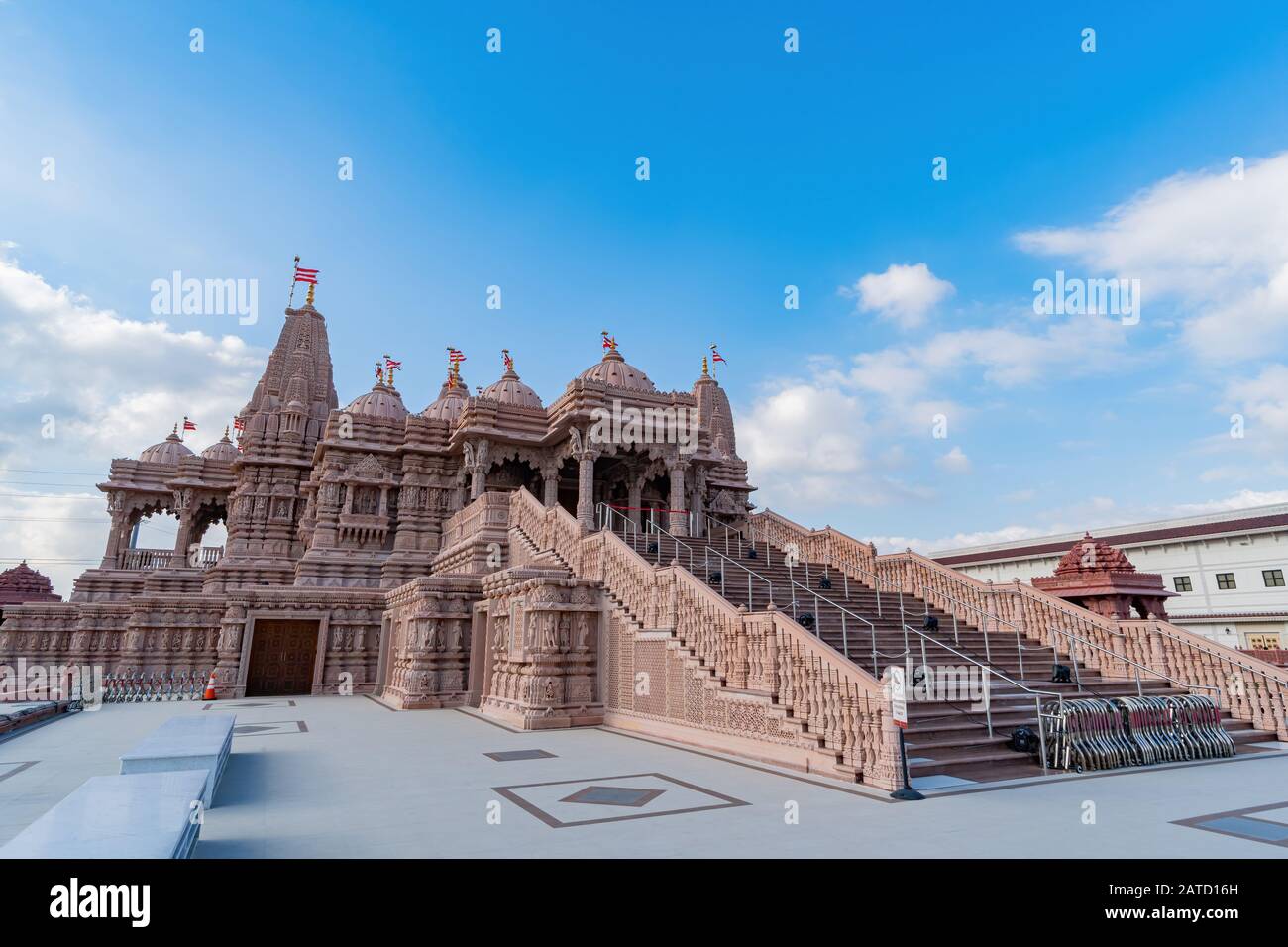 Exterior view of the famous BAPS Shri Swaminarayan Mandir at Chino, California Stock Photo