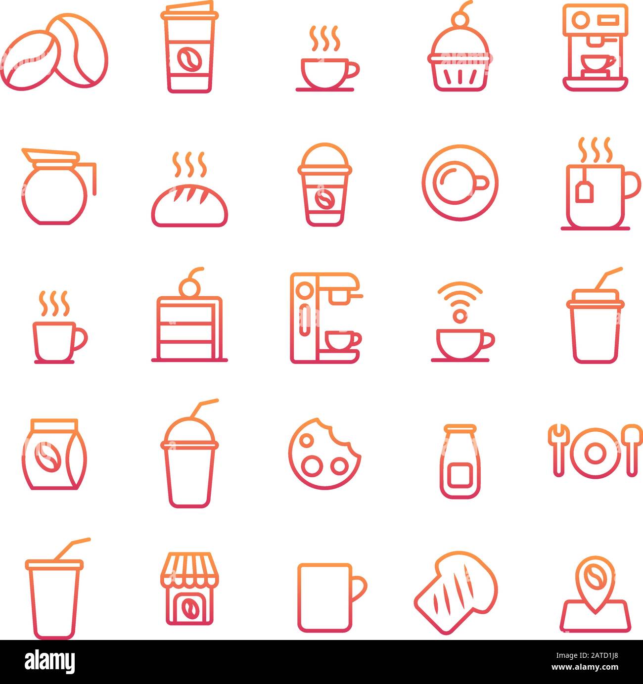 Coffee Shop gradient icon set. Vector and Illustration Stock Vector ...