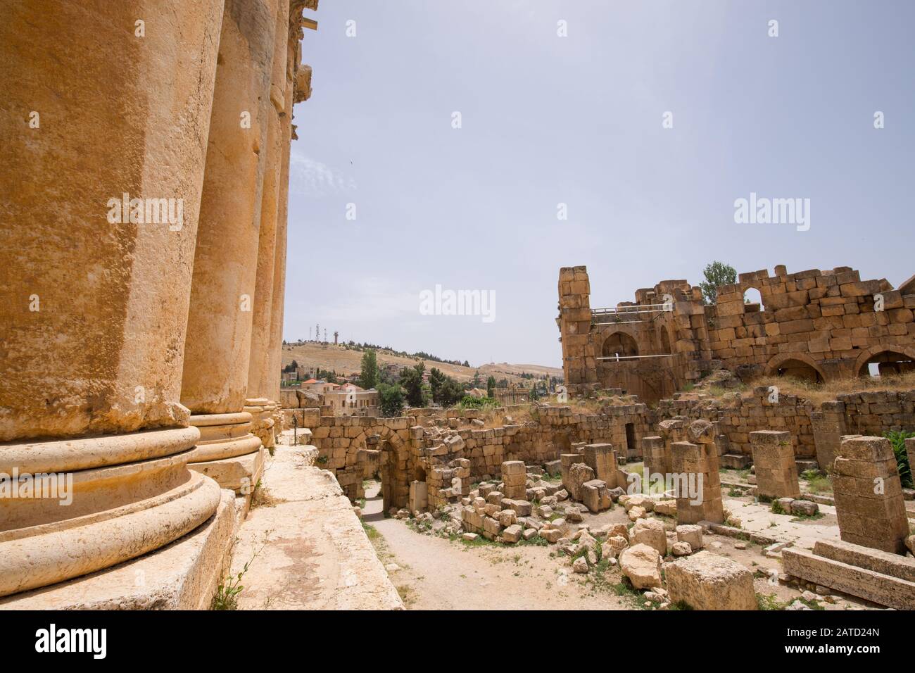 The ruins of the Roman city of Heliopolis or Baalbek in the Beqaa Valley. Baalbek, Lebanon - June, 2019 Stock Photo