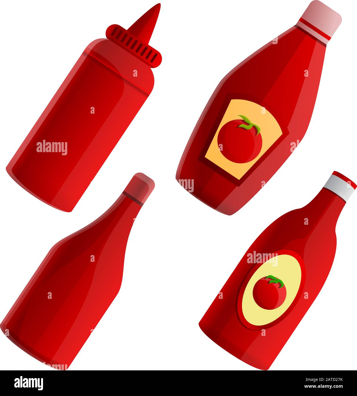 Ketchup icons set. Cartoon set of ketchup vector icons for web design
