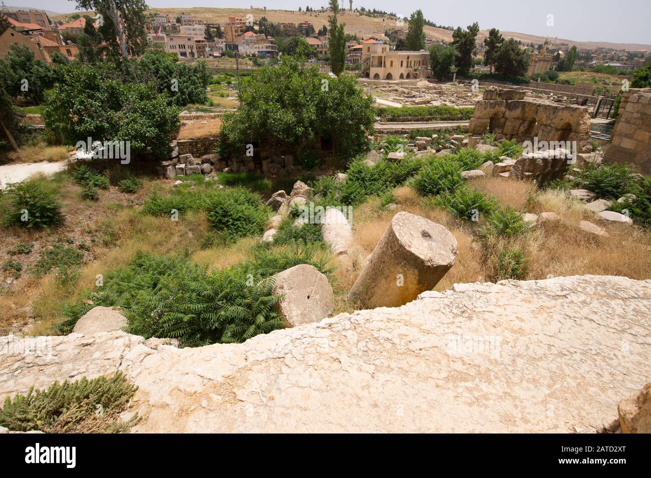 The ruins of the Roman city of Heliopolis or Baalbek in the Beqaa Valley. Baalbek, Lebanon - June, 2019 Stock Photo