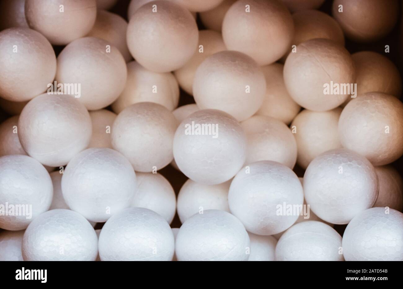 Dozens of styrofoam balls in the view Stock Photo