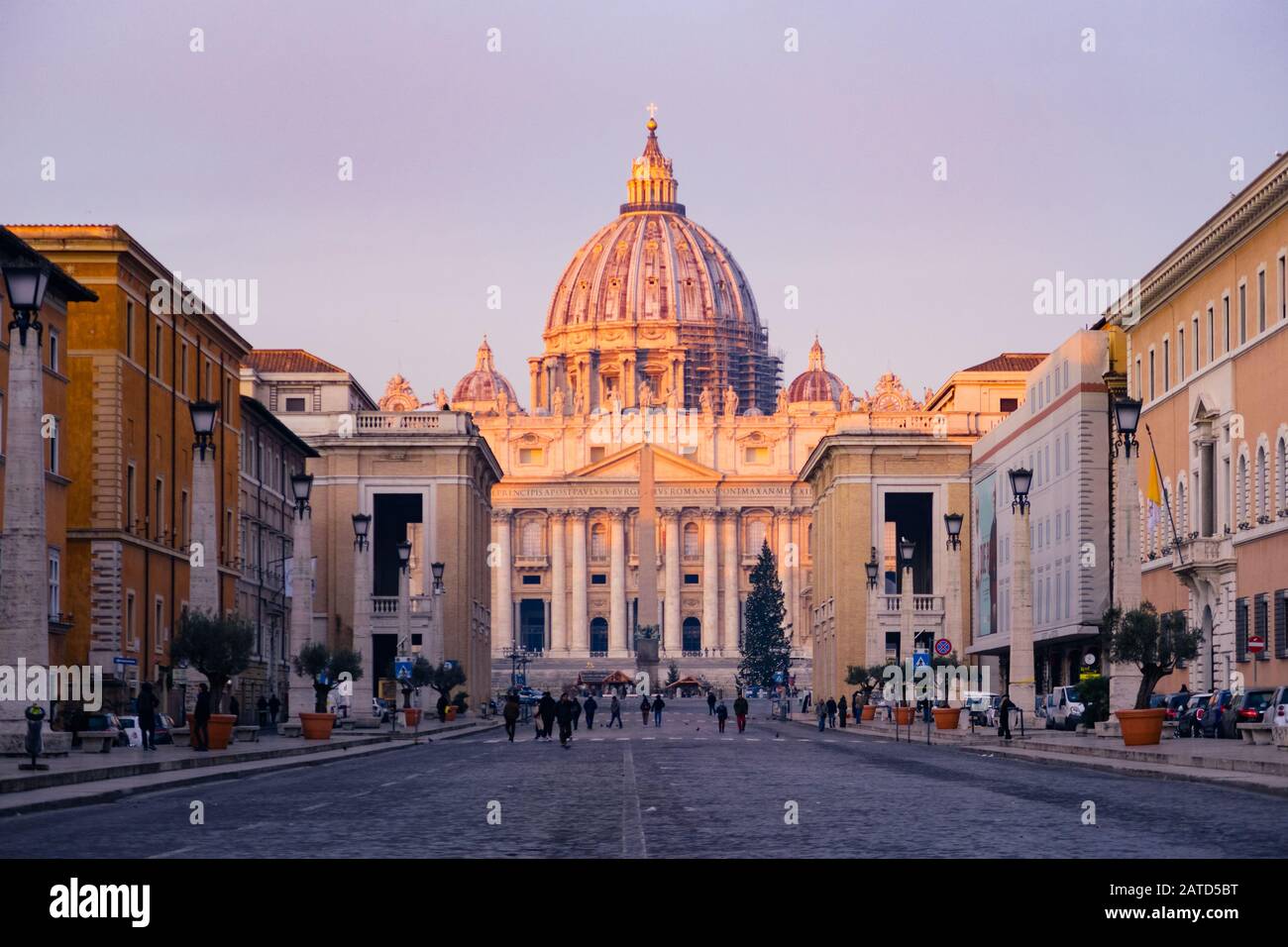 Rome, Italy - Jan 3, 2020: St. Peters Square and St. Peters Basilica  Vatican City, UNESCO World Heritage Site, Rome, Lazio, Italy, Europe Stock Photo