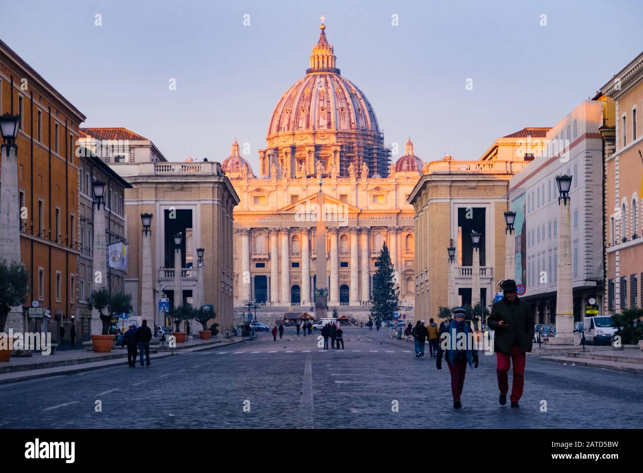 Rome, Italy - Jan 3, 2020: St. Peters Square and St. Peters Basilica  Vatican City, UNESCO World Heritage Site, Rome, Lazio, Italy, Europe Stock Photo