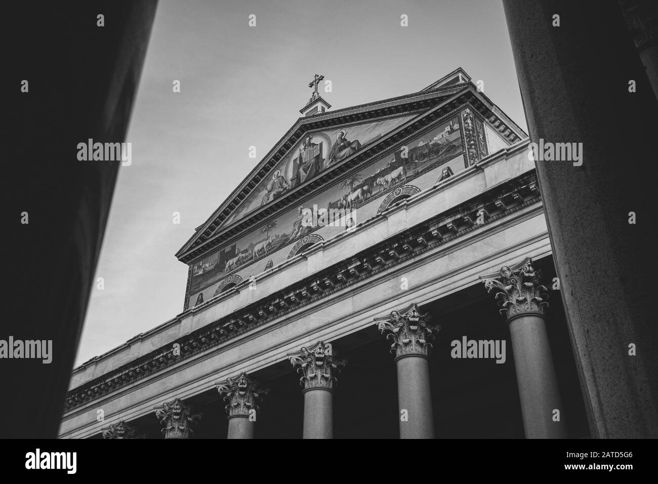 Rome, Italy - Jan 3, 2020: Exterior Of Basilica Of Saint Paul Outside The Walls, Rome, Italy. Stock Photo