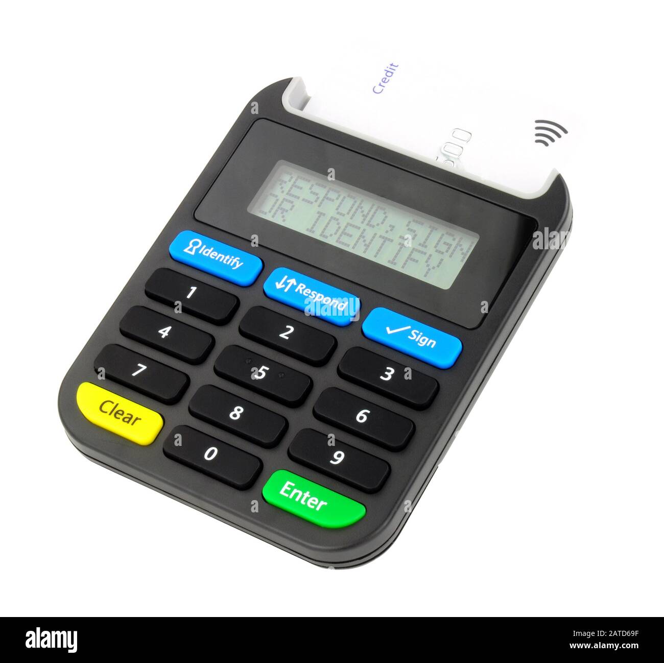 Domestic debit credit card reader isolated on a white background Stock