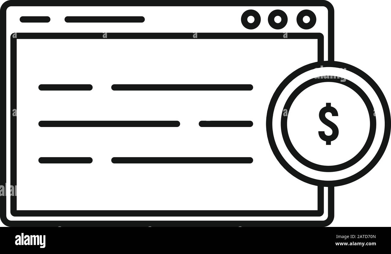 Web money page icon. Outline web money page vector icon for web design ...