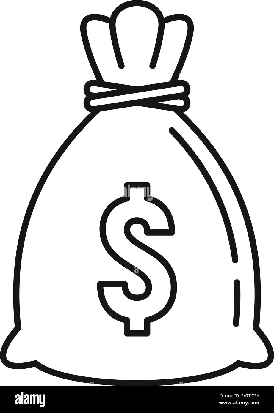 MONEY BAG OUTLINE ILLUSTRATION VECTOR Stock Vector