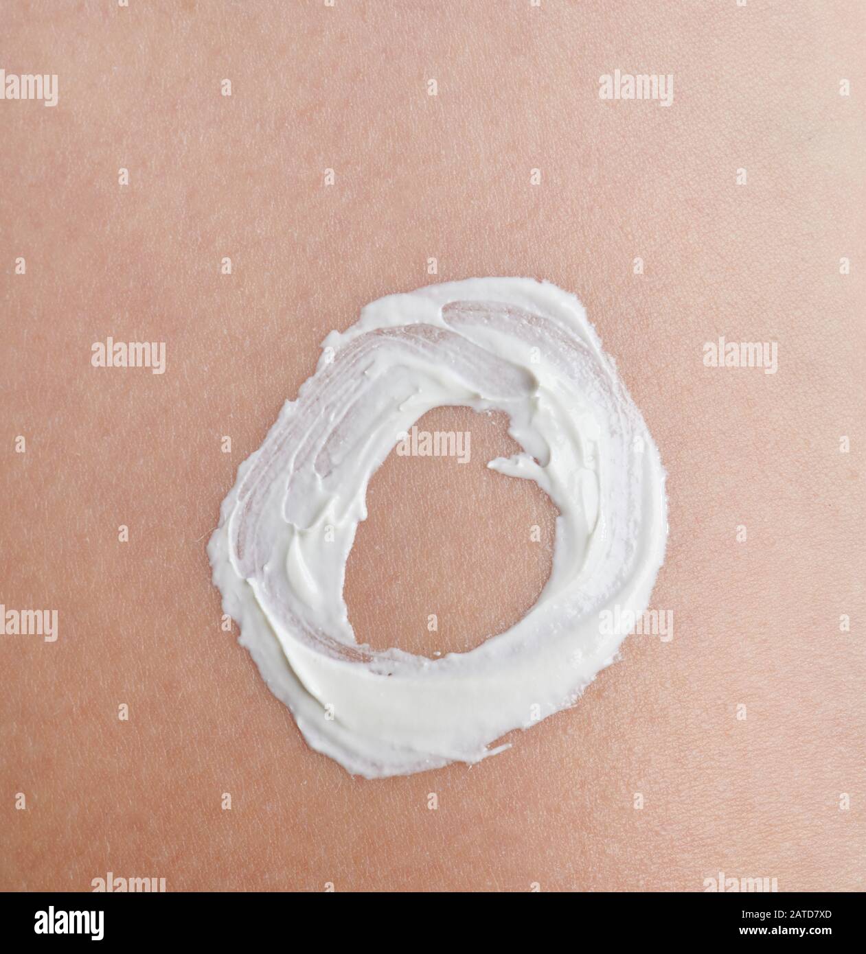 Skincare protection theme. Round white skin cream sign Stock Photo