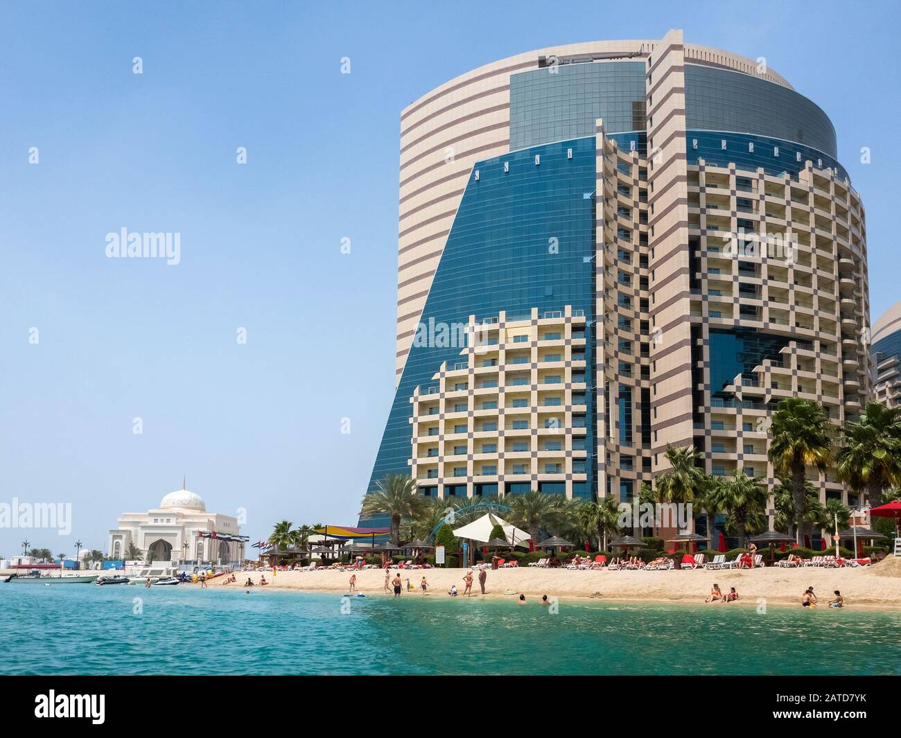 Abu Dhabi, UAE - April 1. 2019. Beach near Khalidiya Palace Rayhaan by Rotana Stock Photo