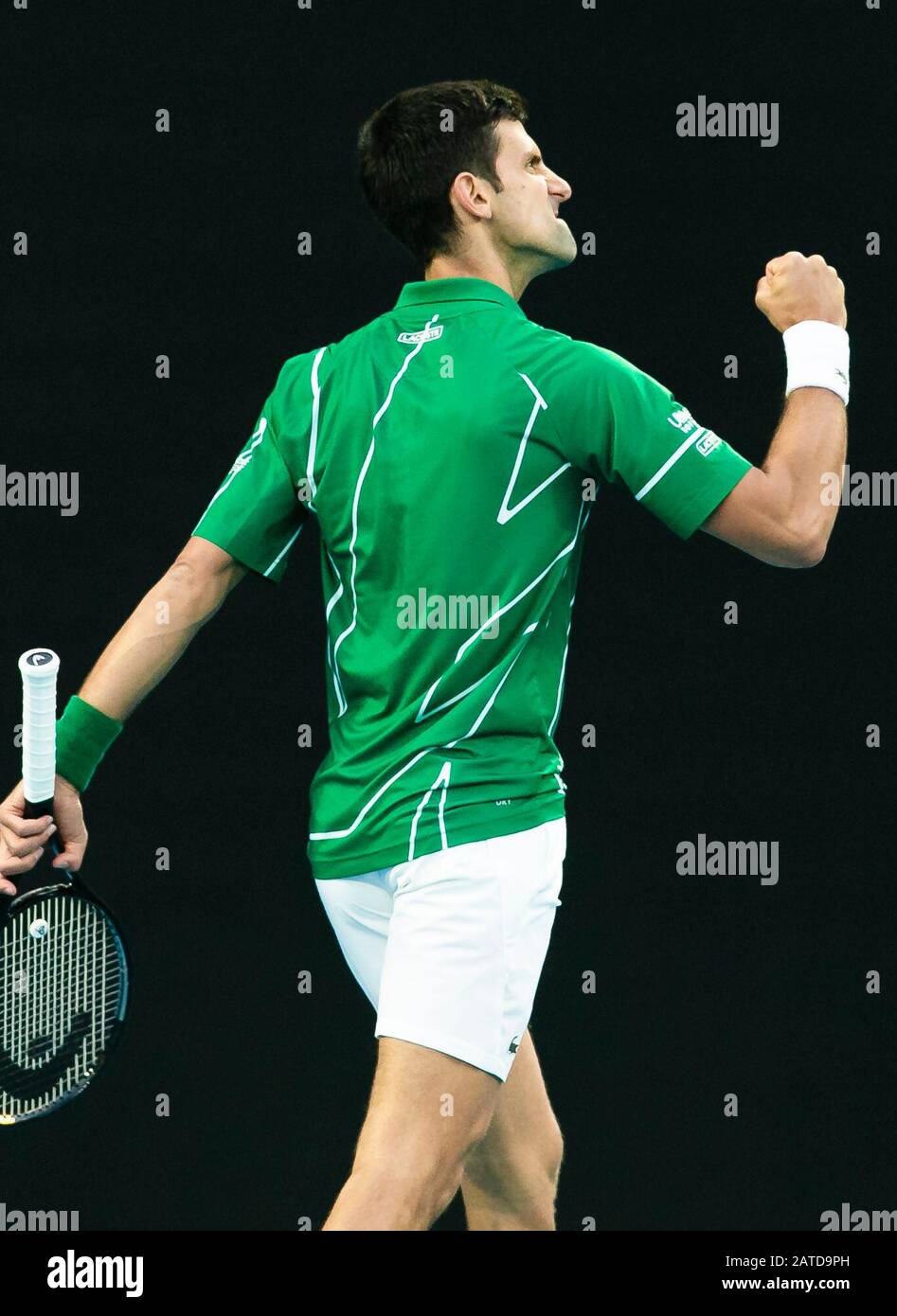 Melbourne, Australia. 02nd Feb, 2020. Tennis: Grand Slam, Australian Open.  Men's singles, finals. Thiem (Austria) - Djokovic (Serbia). Novak Djokovic  cheers. Credit: Frank Molter/dpa/Alamy Live News Stock Photo - Alamy