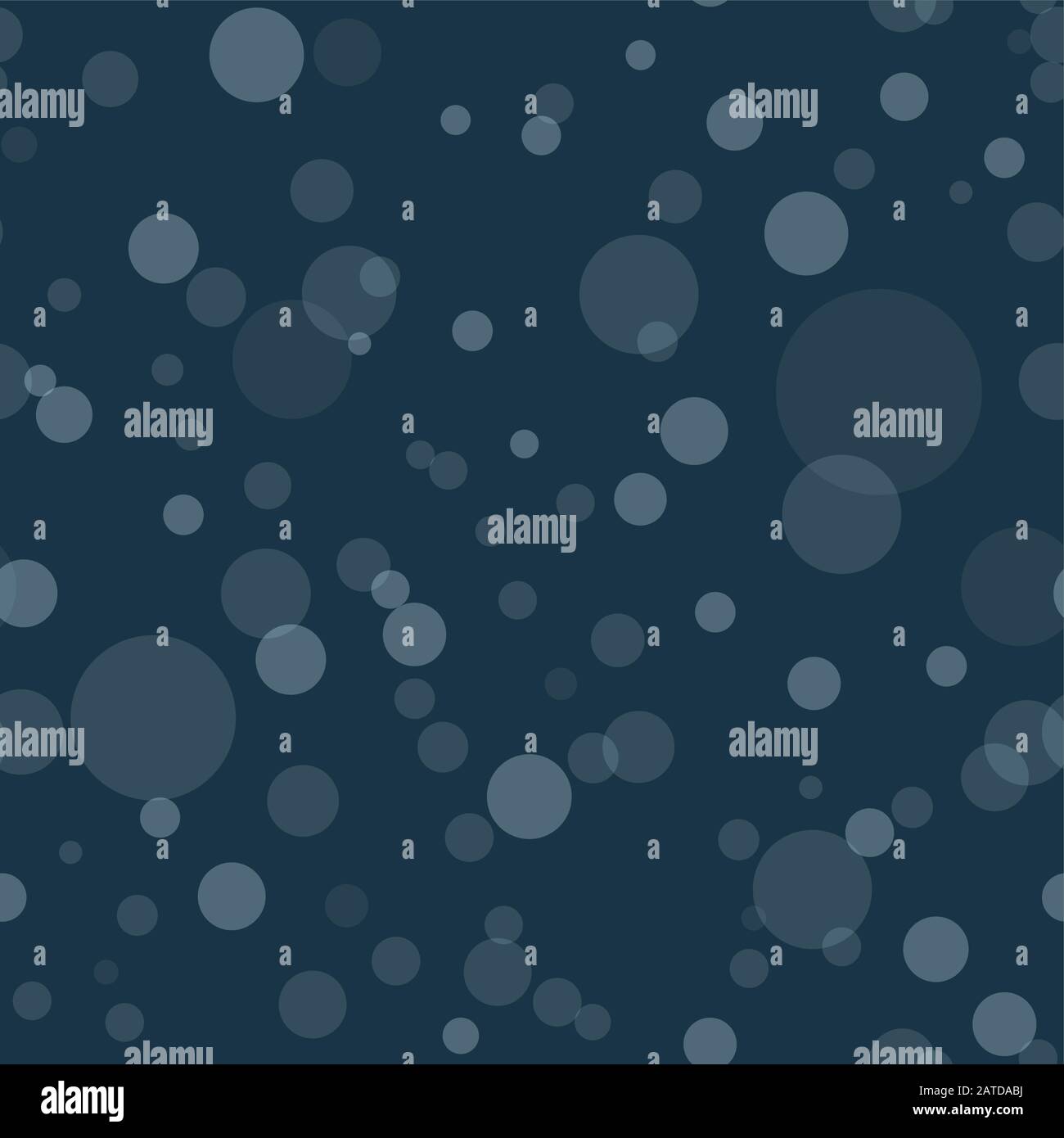 Seamless pattern with transparent circles. White bubbles randomly placed on dark blue background. Easy editable vector eps10 illustration. Stock Vector