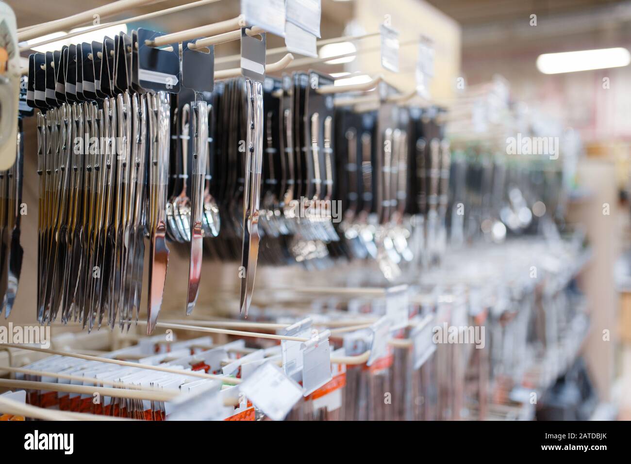 Tableware on the shelf closeup, houseware store Stock Photo Alamy