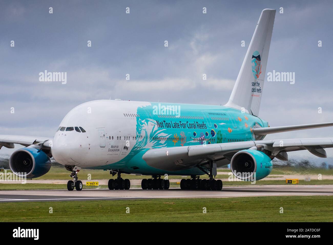 HiFly A380 Coral reefs Stock Photo