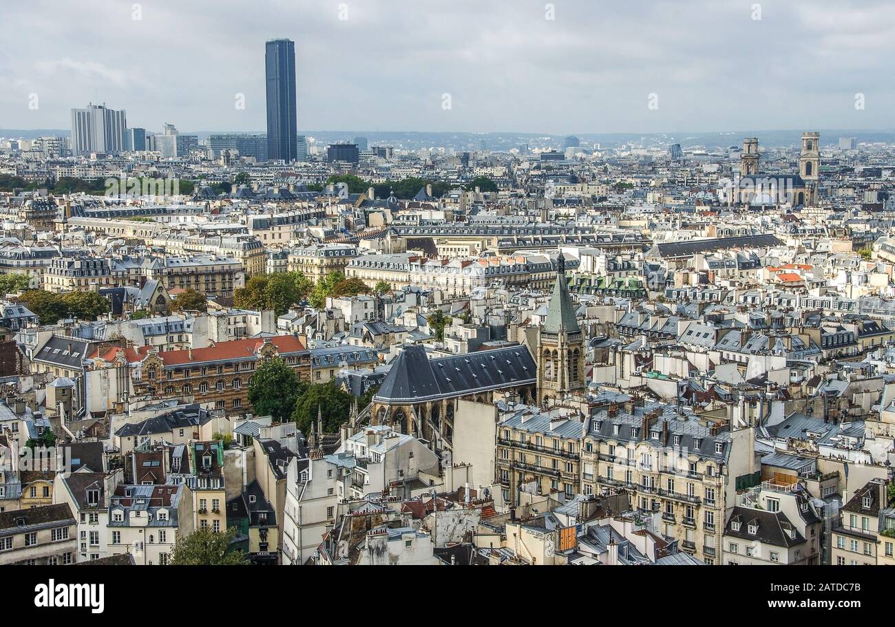 Paris day panorama of city center. Architecture old city Paris. France. Stock Photo