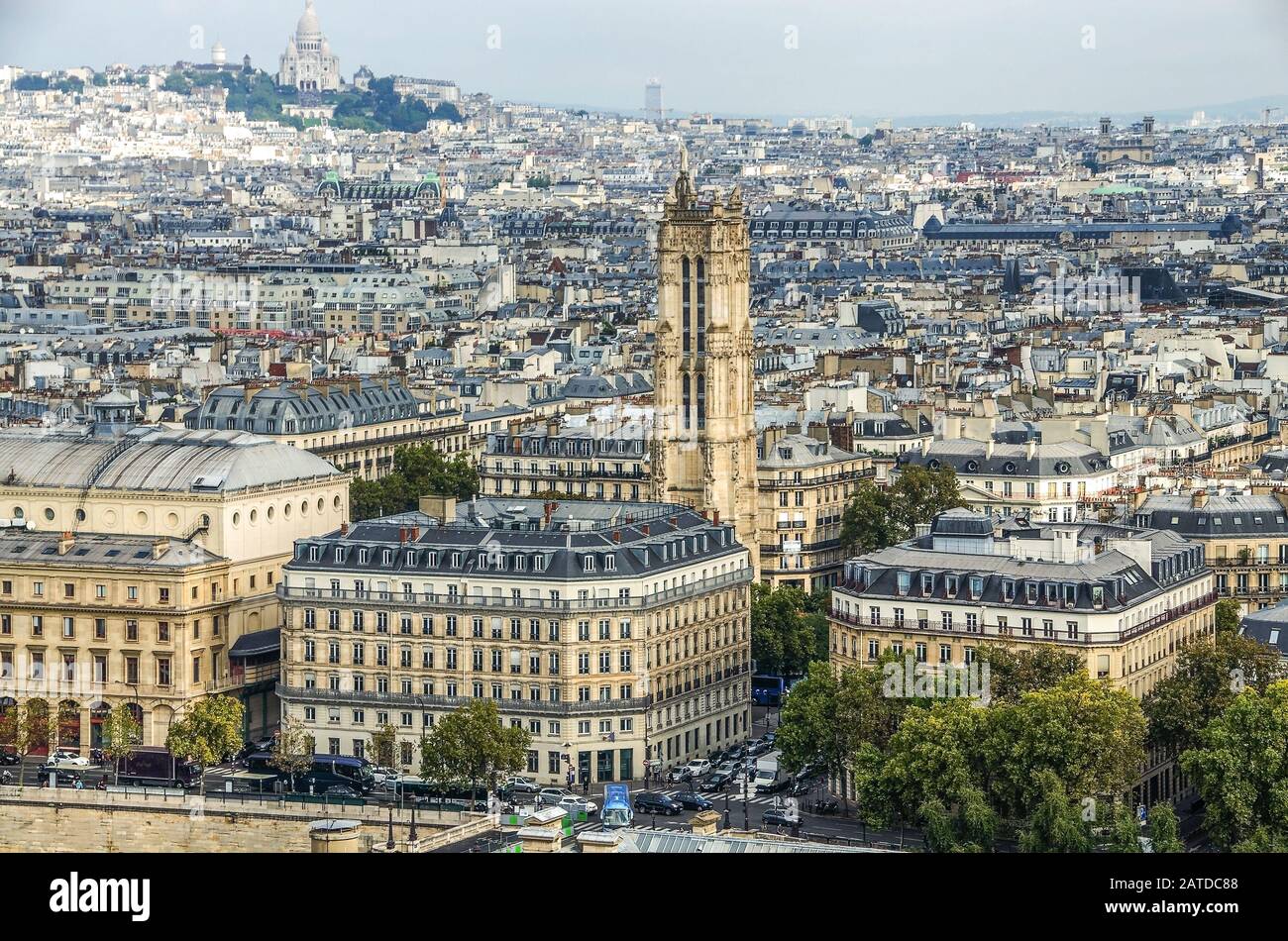 Paris day panorama of city center. Architecture old city Paris. France. Stock Photo