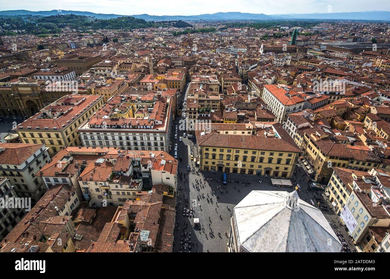 cityscape of Florence - old town with cathedral church Santa Maria del Fiore at sunny day, Florence, Italy Stock Photo