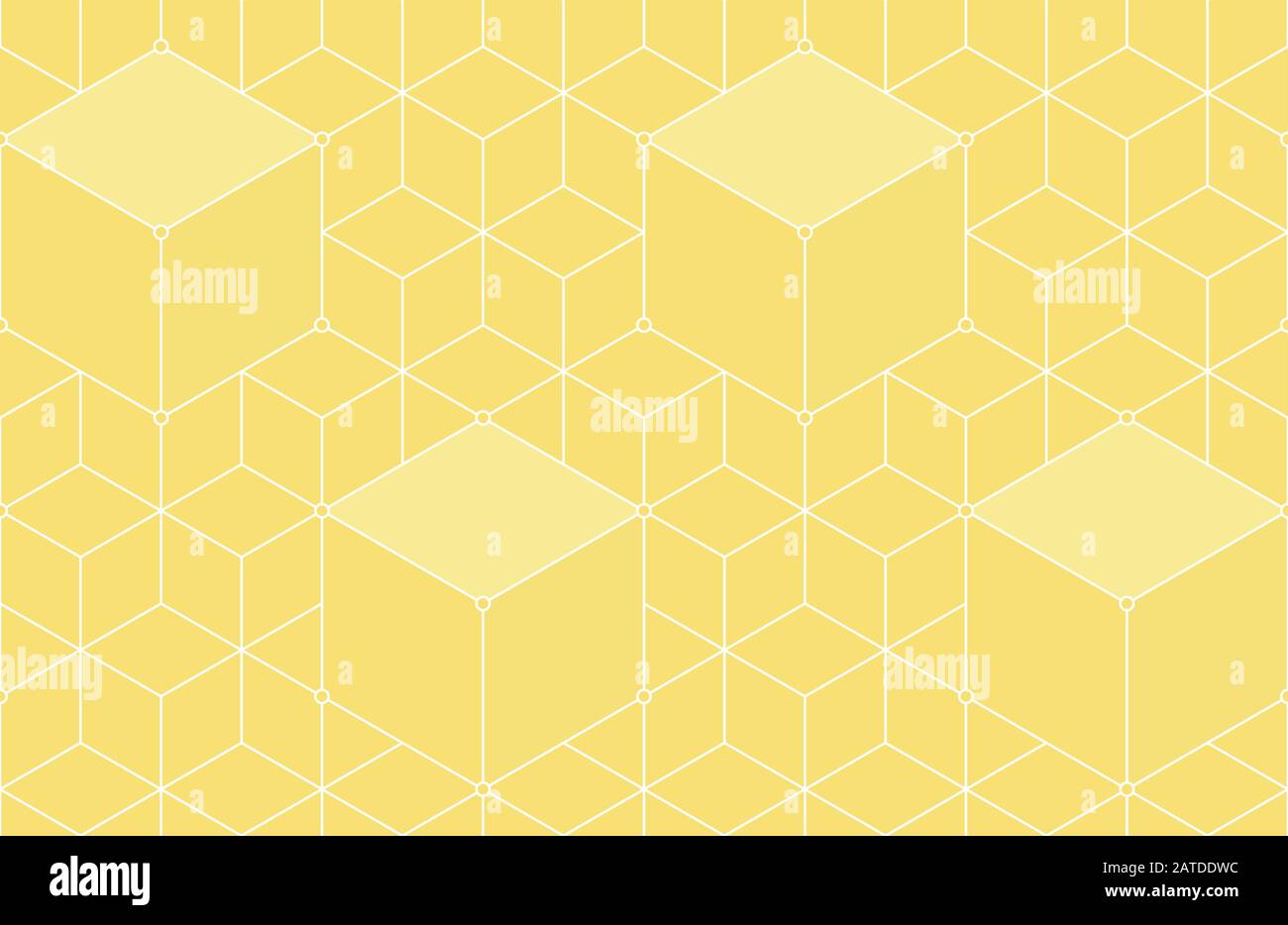 Cubes, hexagons, rhombs and nodes seamless pattern in golden colors ...