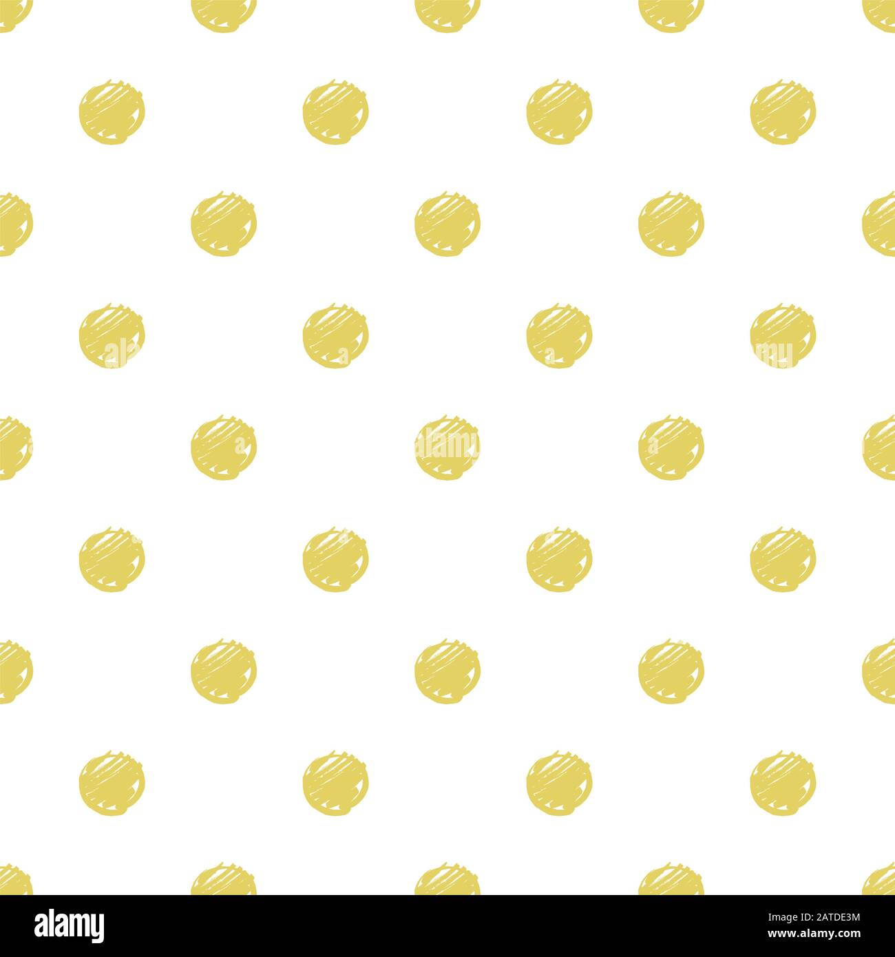 Seamless pattern with gold painted dots hand drawn by marker. Polka dot ...