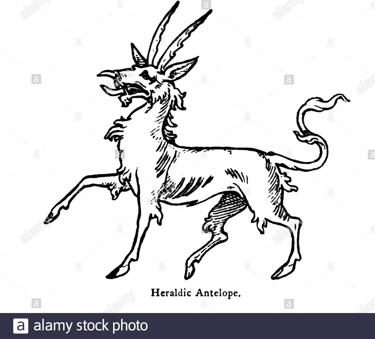 Heraldic Antelope, vintage illustration from 1900 Stock Photo