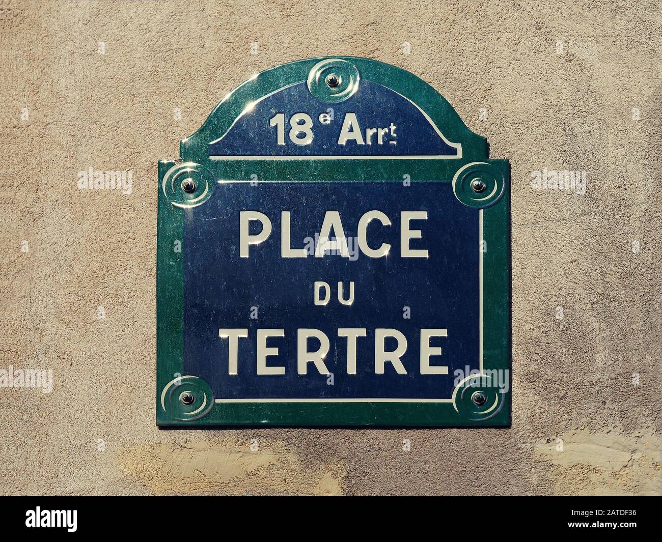 Paris Place du Tertre plate in Montmartre district Stock Photo