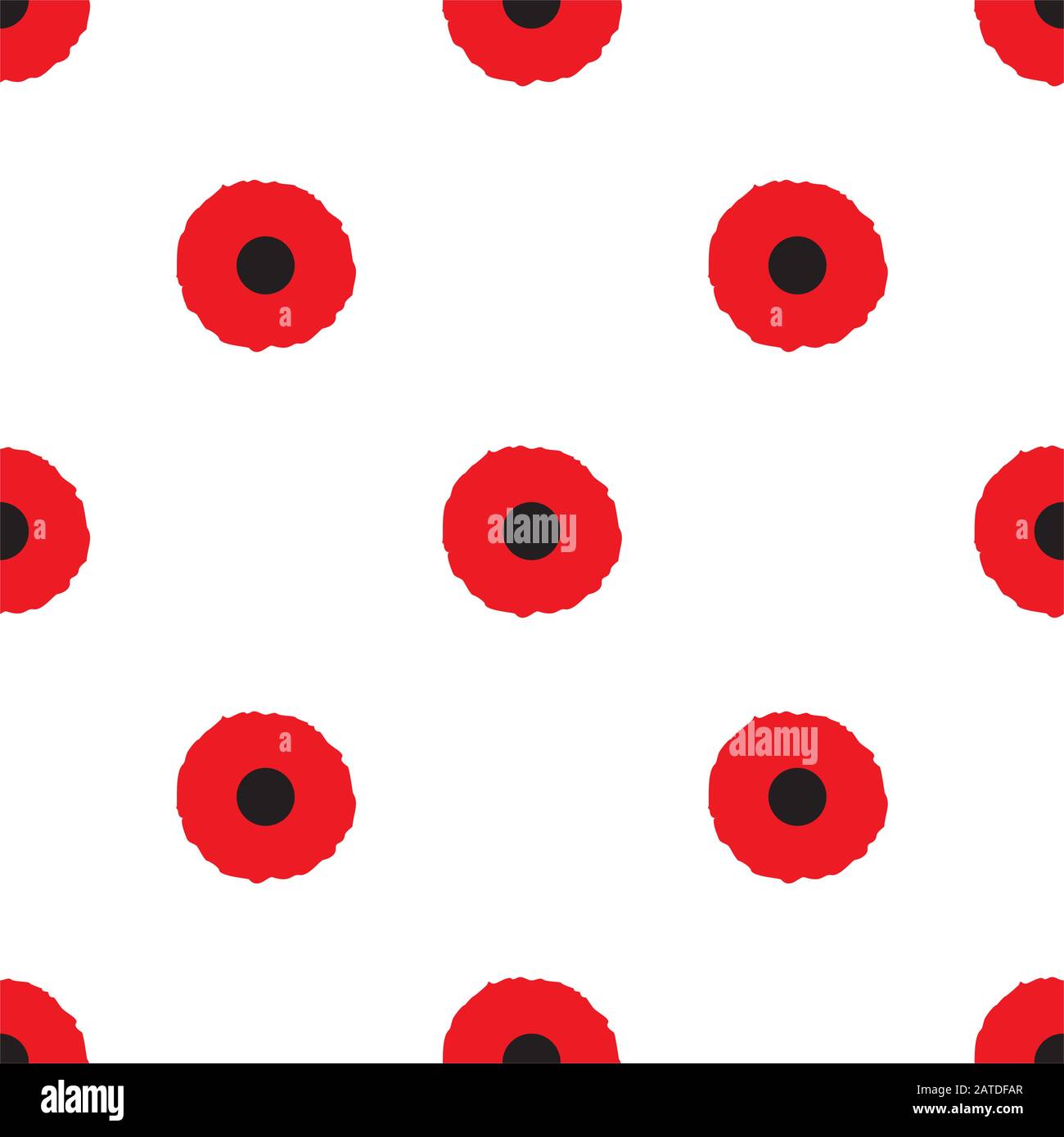 Poppy flowers seamless pattern. Simple vector floral texture in flat style. Stock Vector