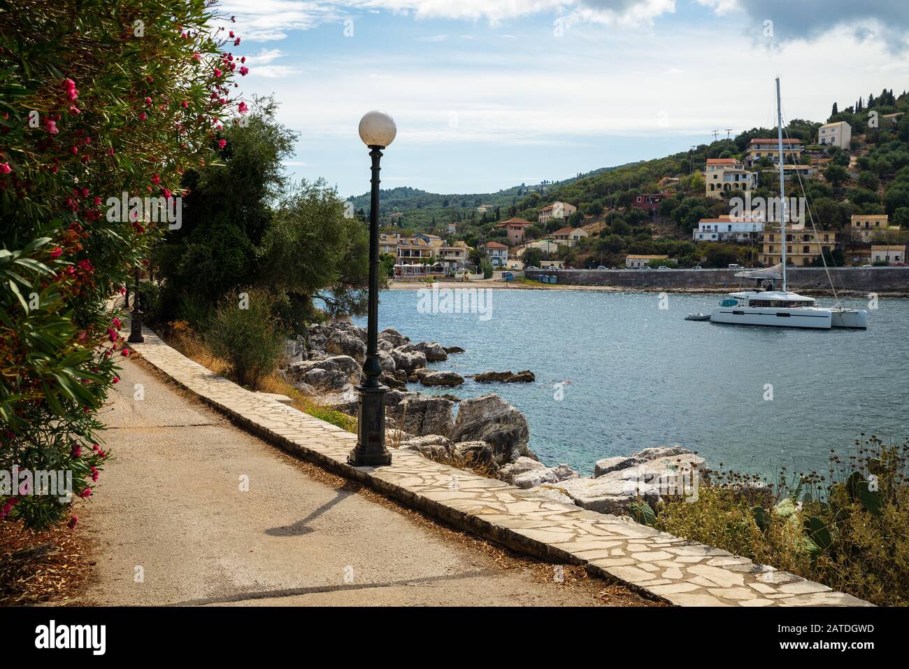 Small town on the Greek island of Corfu in the Ionian Sea Stock Photo