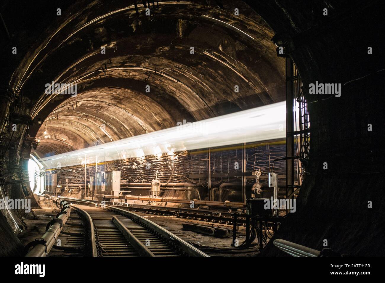 Tunnels of the Kiev Metro near Arsenalnaya station, the deepest metro