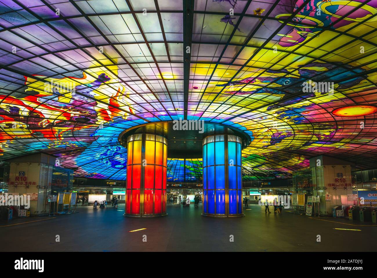 Kaohsiung, Taiwan - January 30, 2020: The Dome of Light in Formosa Boulevard Station. It commemorates the harrowing birth of Taiwan’s democracy. Stock Photo