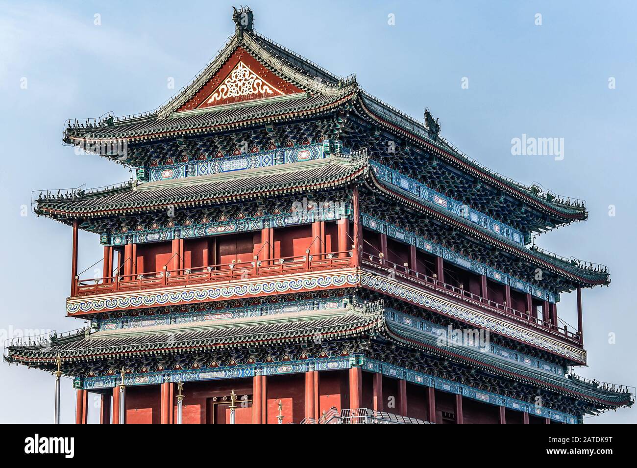 China, Beijing, Forbidden City Different design elements of the colorful buildings of the imperial palace. Stock Photo