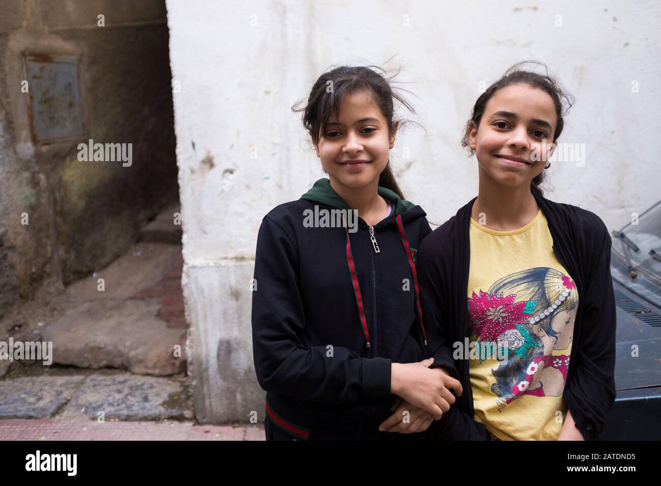 Algeria's future is in its children. In the casbah of  Constantine friendly children pose for photographs in Constantine, Northern Algeria. Stock Photo