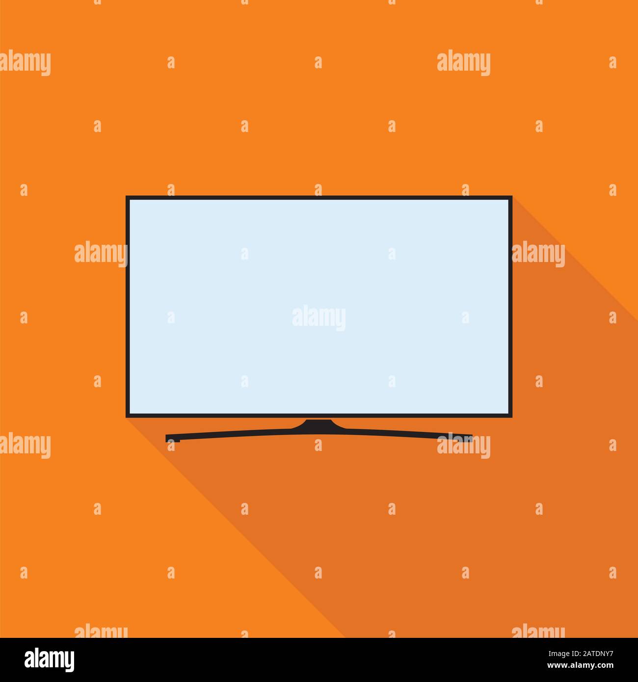 LED smart TV icon in flat style. TV symbol isolated on orange background. Vector eps8 illustration. Stock Vector